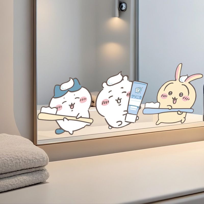 Home Creation Bathroom - สติกเกอร์กระจกชิคาวะแบบร้อน ติดแน่น ลายคมชัด กันน้ำ ลอกออกได้ ตกแต่งกระจกห้องน้ำ