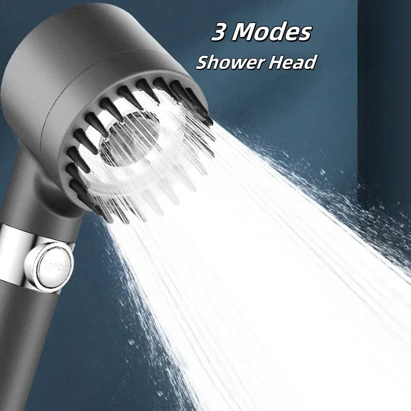 Home Bathroom Taps - ตัวกรองแรงดันสูงหัวฝักบัว 3 โหมดสเปรย์ปรับได้พร้อมแปรงนวดก๊อกน้ําฝนชุดฝักบัวอุปกรณ์ห้องน้ํา