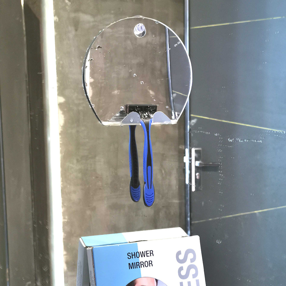 Shaving Mirror Suction - กระจกห้องน้ำทรงกลมสีเงิน ป้องกันฝ้า ไม่แตกหัก พกพาสะดวก ใช้สำหรับแต่งหน้าและโกนหนวด พร้อมถ้วยดูดที่แข็งแรง