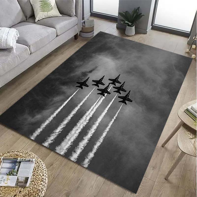 Jet Home Bathroom Mats - พรมปูพื้นกำมะหยี่ลายใบไม้ธีมเจ็ท - สำหรับห้องนั่งเล่น ลานกลางแจ้ง ห้องครัว ห้องนอน