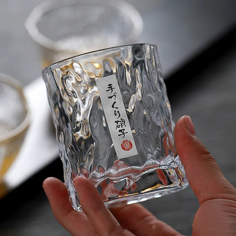 Yamazaki Home Bathroom Storage - แก้วไวน์ญี่ปุ่นทำมือแบบตีลาย แก้ววิสกี้สำหรับใช้ในบ้าน แก้วเบียร์คริสตัลดีไซน์สร้างสรรค์