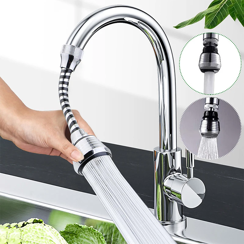 Home Bathroom Taps - หัวก๊อกน้ำแบบหมุนได้ ปรับแรงดันน้ำได้ ป้องกันน้ำกระเด็น อุปกรณ์เสริมสำหรับอ่างล้างจานในครัวและห้องน้ำ