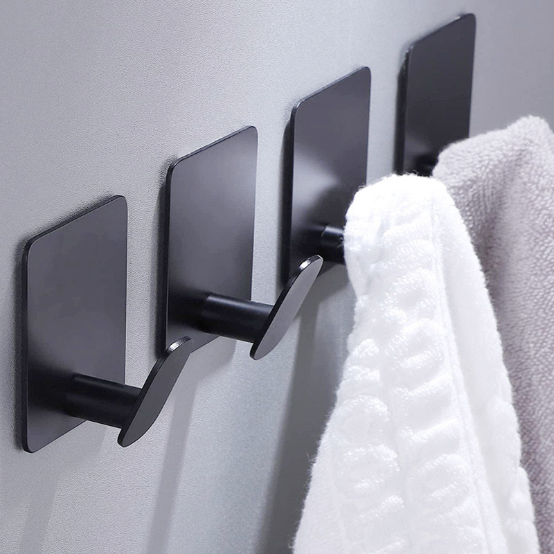 Towel Bar Stainless - ตะขอแขวนเสื้อคลุมอาบน้ำสแตนเลส 4/1 ชิ้น ตะขอแขวนผนังแบบติดกาว ที่แขวนผ้าเช็ดตัว อุปกรณ์ห้องน้ำและห้องครัว