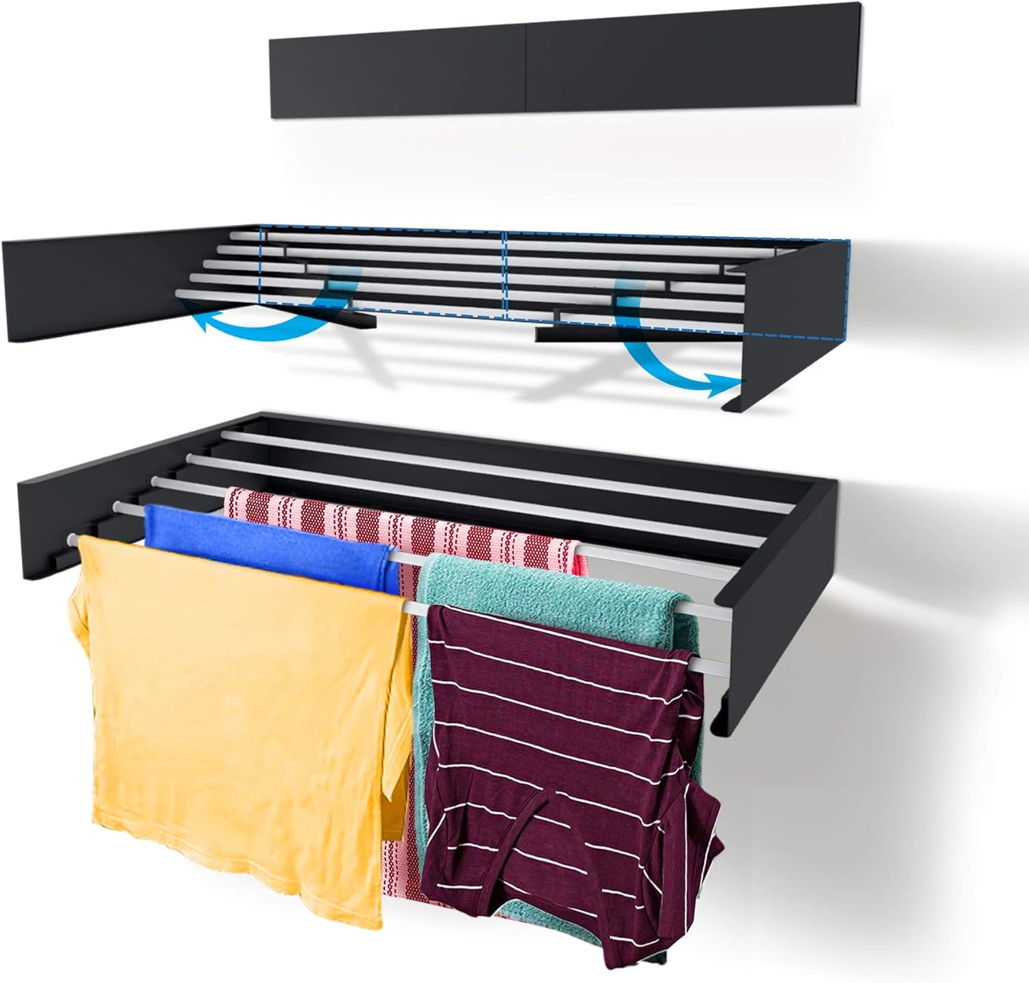 Towel Bar Stainless - 80 ซม.ติดผนังซักรีดDrying Rackโลหะสีขาวเสื้อผ้าDrying Rack 5 แท่งประหยัดพื้นที่ซักรีดRacksสําหรับผ้าเช็ดตัวรองเท้า