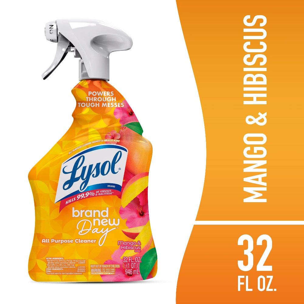Home Bathroom Cleaning Solution - น้ำยาทำความสะอาดอเนกประสงค์เข้มข้น กลิ่นมะม่วงฮิบิสคัส ขนาดใหญ่ 32 ออนซ์ สำหรับทำความสะอาดบ้าน