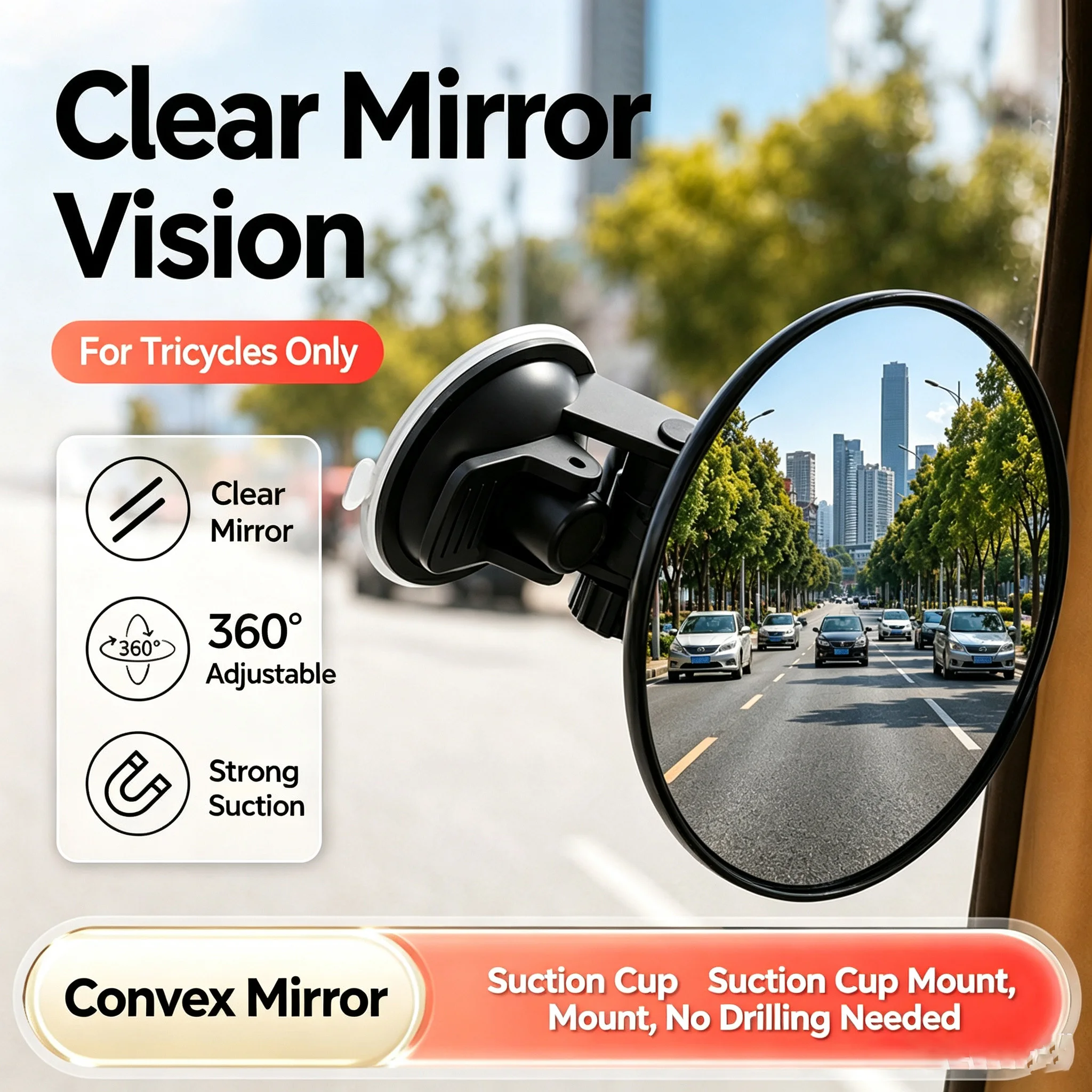 Shaving Mirror Suction - กระจกมองหลังแบบหมุนได้ 360 องศา HD พร้อมจุกดูดสุญญากาศ สำหรับรถยนต์