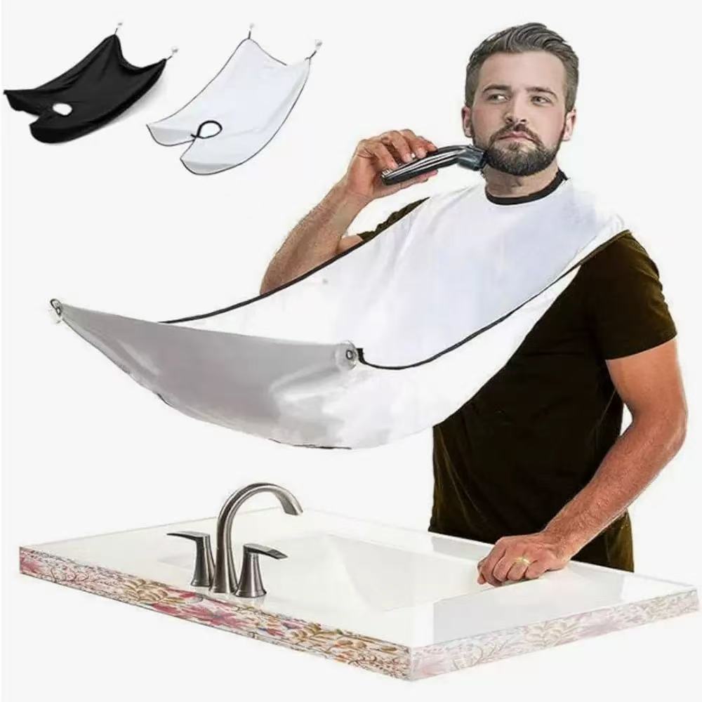 Shaving Mirror Suction - ผ้าคลุมตัดผมชายแบบติดผนังพร้อมกระจก ผ้าคลุมตัดผมแบบดูดติดผนังสำหรับใช้ในบ้าน ผ้าคลุมโกนหนวด ผ้าคลุมตัดแต่งหนวดเครา อุปกรณ์เสริมสำหรับการดูแลตัวเอง
