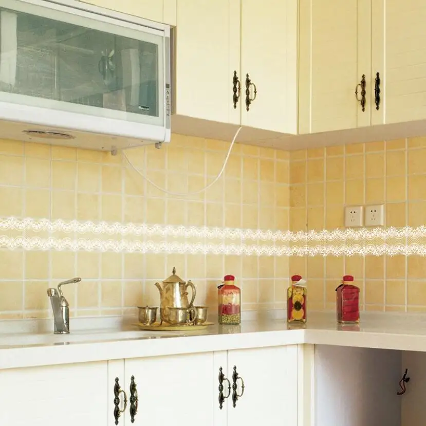 Home Bathroom Wallpaper - สติ๊กเกอร์ติดผนังลายลูกไม้หวานๆ สำหรับตกแต่งขอบกระเบื้องห้องครัว ขอบหน้าต่าง ขอบประตู ตกแต่งบ้าน ห้องน้ำ