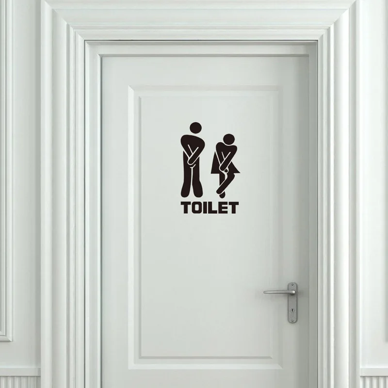 Home Bathroom Wallpaper - 2 ชิ้นสร้างสรรค์ตลกผนังห้องน้ํา/ประตูสติกเกอร์ตกแต่งห้องน้ําไวนิลสติ๊กเกอร์ตกแต่งบ้านกันน้ําโปสเตอร์วอลล์เปเปอร์บนผนัง
