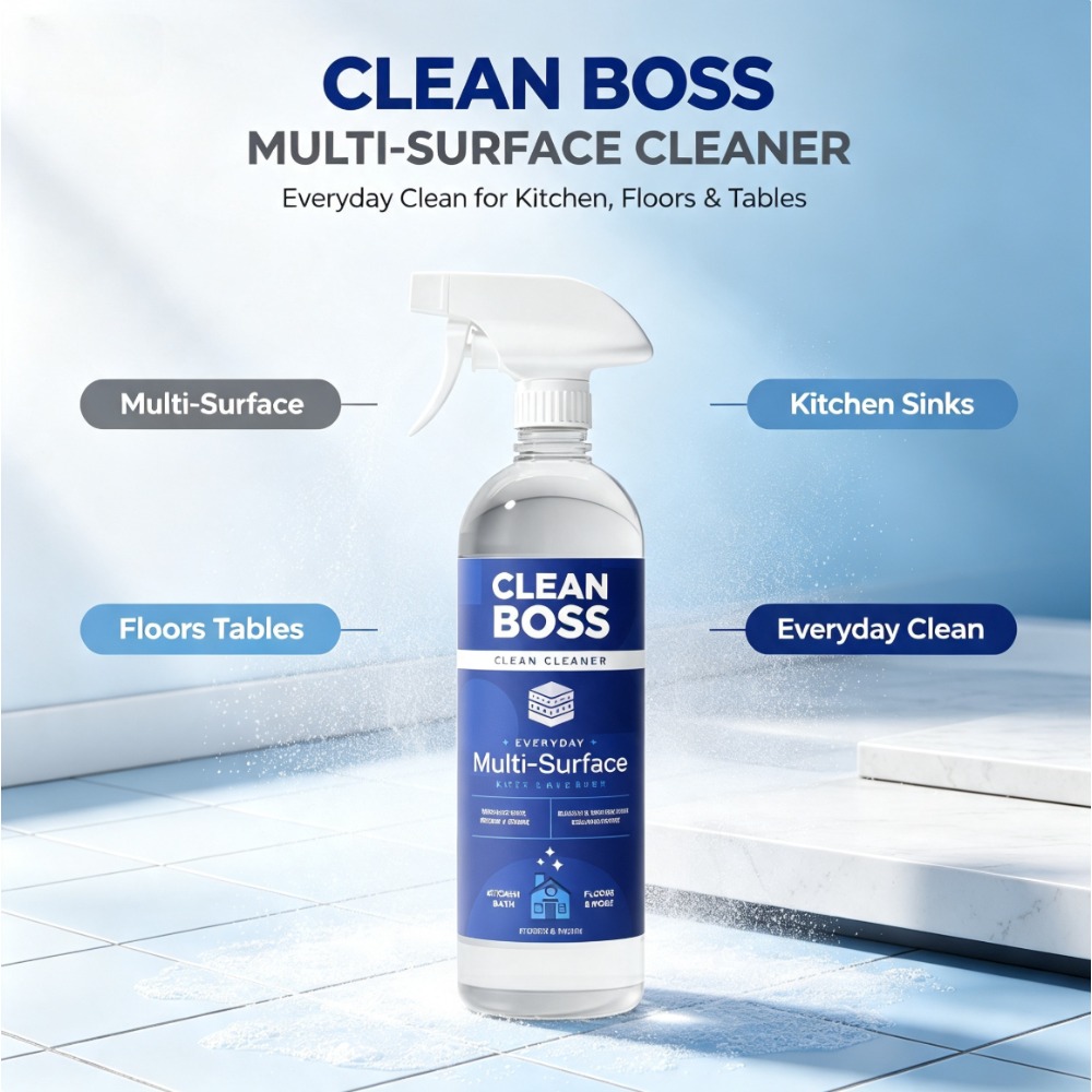 Home Bathroom Cleaning Solution - คลีนบอส น้ำยาทำความสะอาดอเนกประสงค์สำหรับทุกพื้นผิว กลิ่นลาเวนเดอร์อ่อนโยน น้ำยาทำความสะอาดสำหรับใช้ในชีวิตประจำวันสำหรับห้องครัว ห้องน้ำ และพื้นผิวในบ้าน