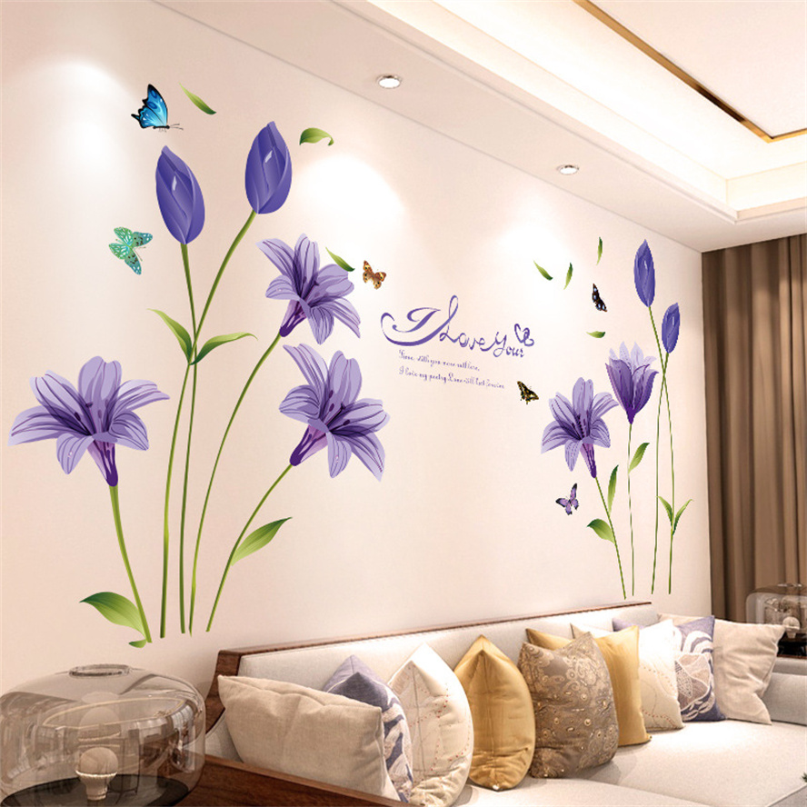 สติกเกอร์ติดผนังหลากสีรูปดอกไม - Home Bathroom Wallpaper บทวิจารณ์และราคา