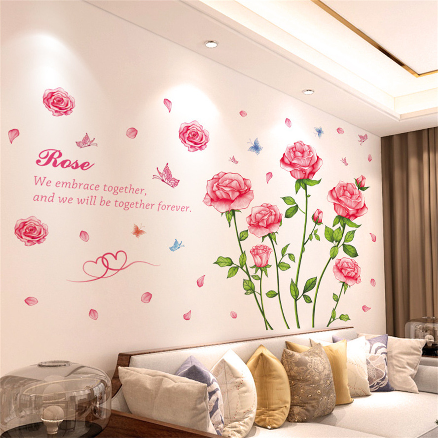 สติกเกอร์ติดผนังหลากสีรูปดอกไม - Home Bathroom Wallpaper บทวิจารณ์และราคา