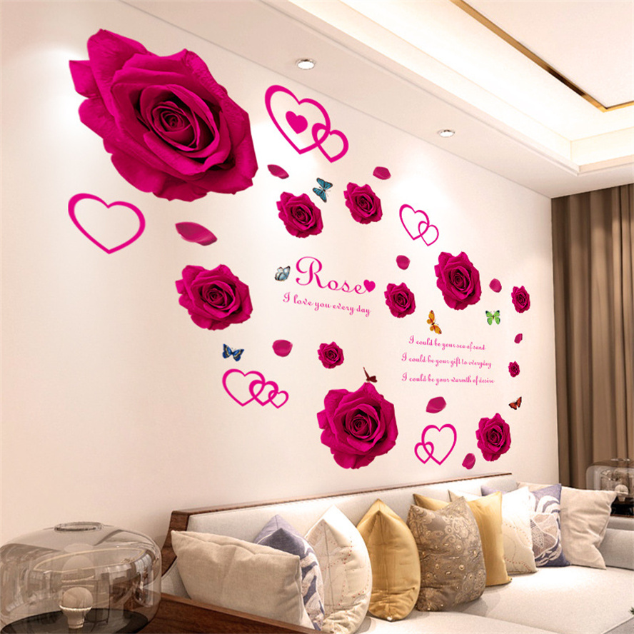สติกเกอร์ติดผนังหลากสีรูปดอกไม - Home Bathroom Wallpaper บทวิจารณ์และราคา