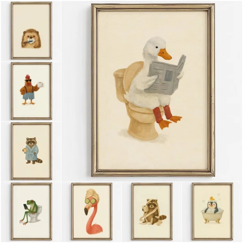 โปสเตอร์ติดผนังลายสัตว์น่ารัก  - Home Bathroom Wallpaper บทวิจารณ์และราคา