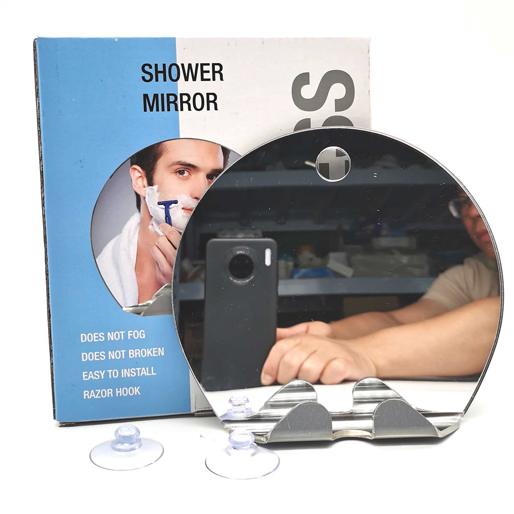 กระจกห้องน้ำทรงกลมสีเงิน ป้องก - Shaving Mirror Suction บทวิจารณ์และราคา