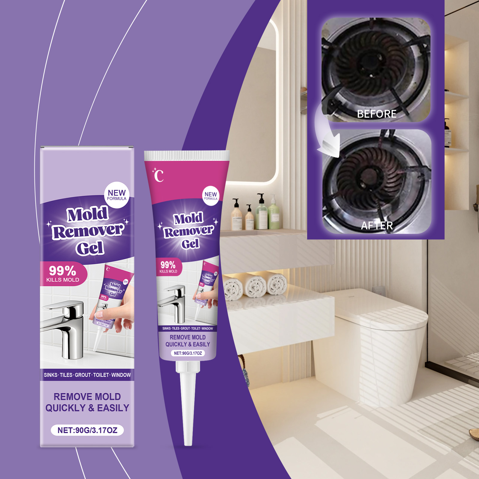 เจลกำจัดเชื้อรา ทำความสะอาดครา - Home Bathroom Cleaning Solution บทวิจารณ์และราคา