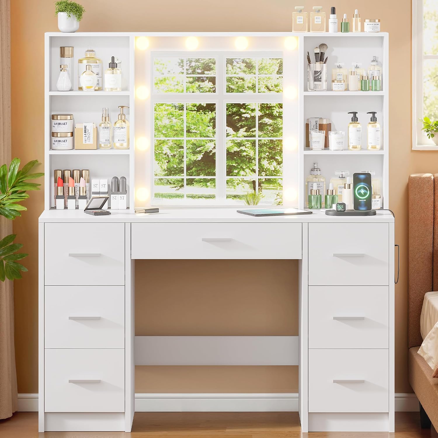 โต๊ะเครื่องแป้งขนาดใหญ่พร้อมกร - Home Outlet Bathroom Mirrors บทวิจารณ์และราคา