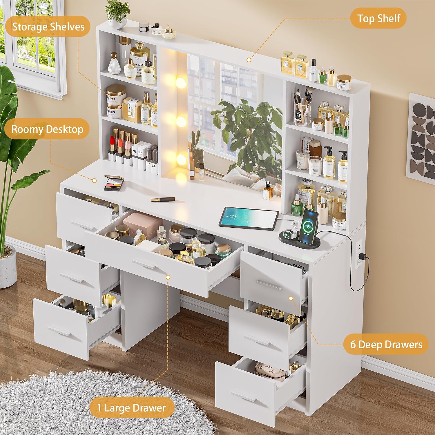 โต๊ะเครื่องแป้งขนาดใหญ่พร้อมกร - Home Outlet Bathroom Mirrors บทวิจารณ์และราคา