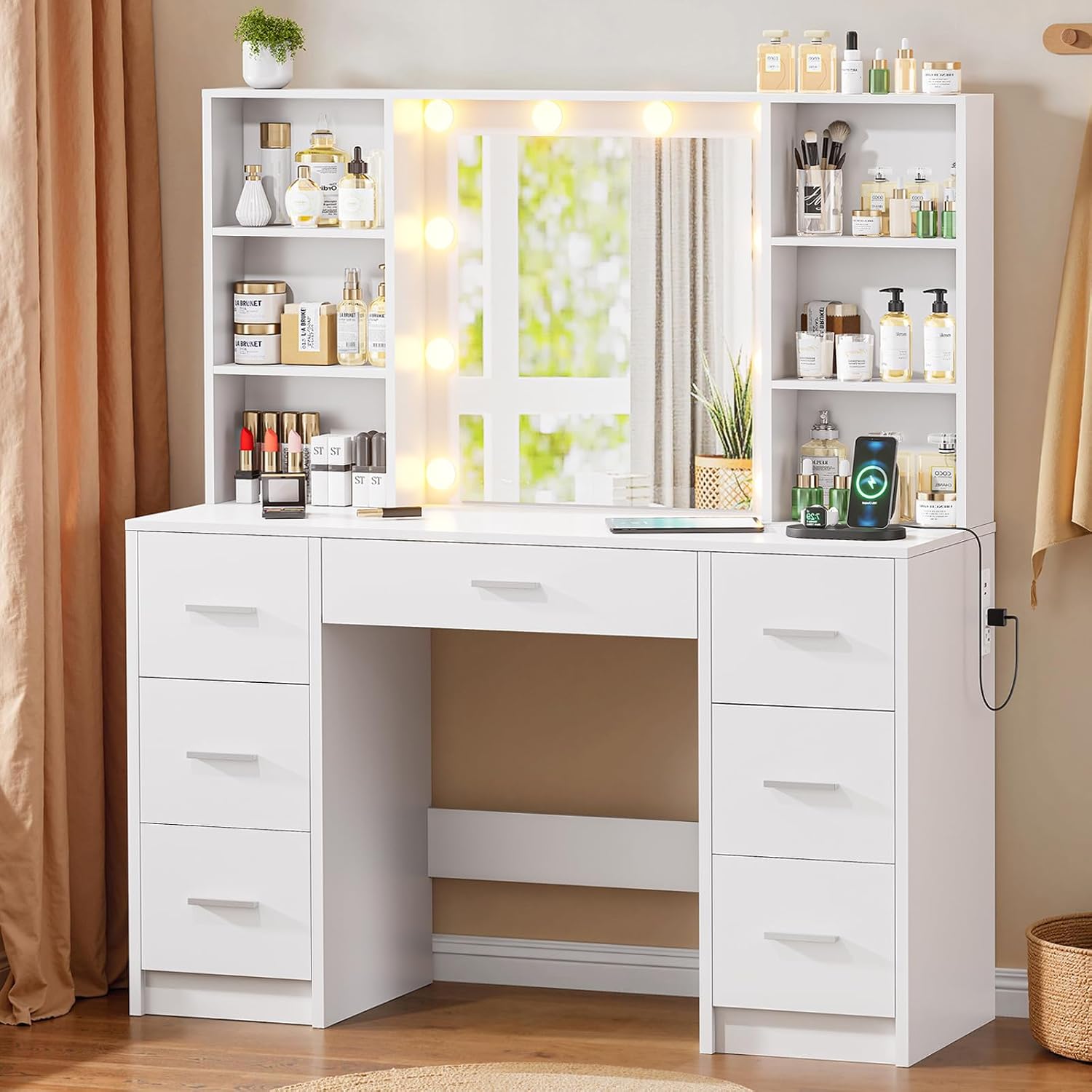 โต๊ะเครื่องแป้งขนาดใหญ่พร้อมกร - Home Outlet Bathroom Mirrors บทวิจารณ์และราคา