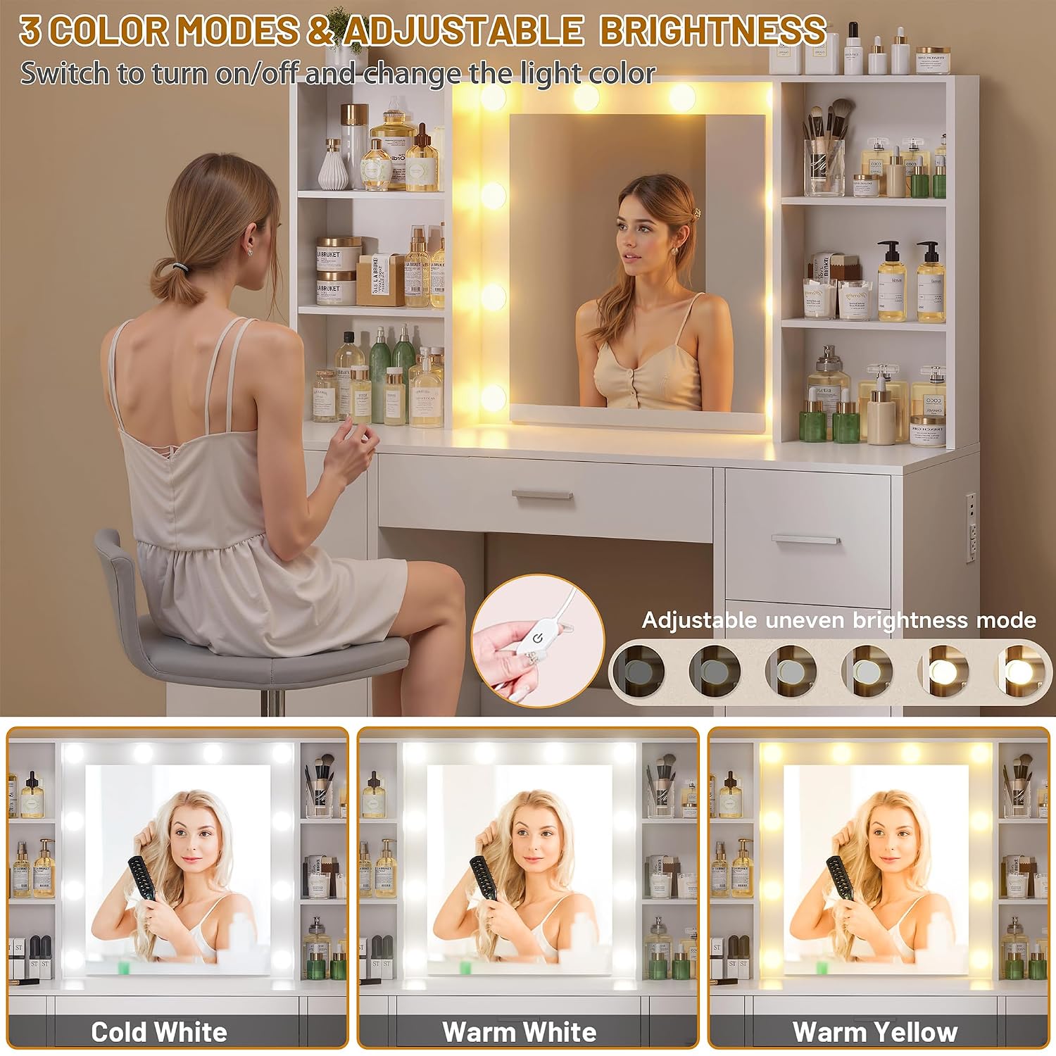 โต๊ะเครื่องแป้งขนาดใหญ่พร้อมกร - Home Outlet Bathroom Mirrors บทวิจารณ์และราคา