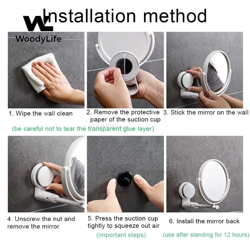 กระจกแต่งหน้าแบบพับได้ หมุนได้ - Shaving Mirror Suction บทวิจารณ์และราคา
