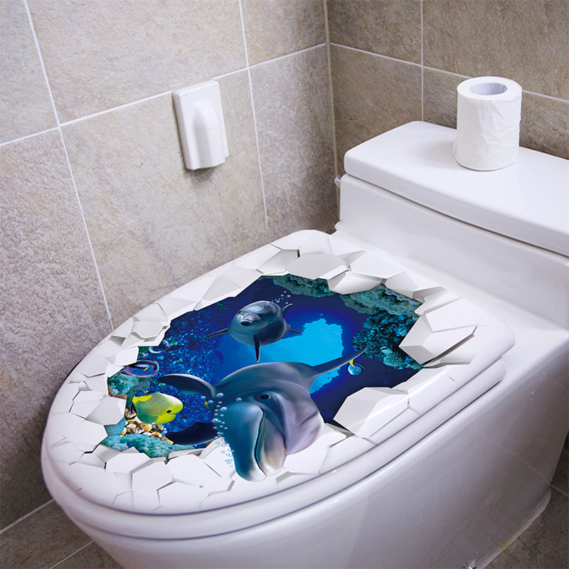 1 PC 3D ที่นั่งห้องน้ําสติ๊กเก - Home Bathroom Wallpaper บทวิจารณ์และราคา