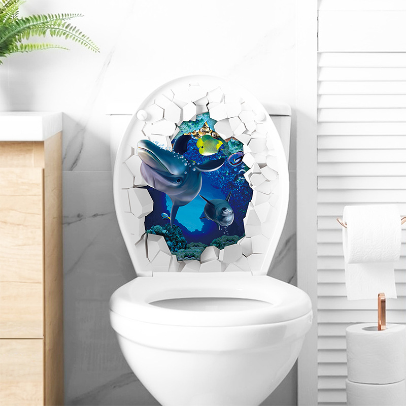 1 PC 3D ที่นั่งห้องน้ําสติ๊กเก - Home Bathroom Wallpaper บทวิจารณ์และราคา