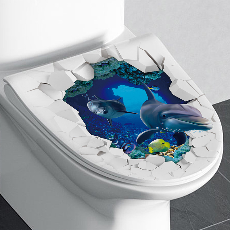 1 PC 3D ที่นั่งห้องน้ําสติ๊กเก - Home Bathroom Wallpaper บทวิจารณ์และราคา