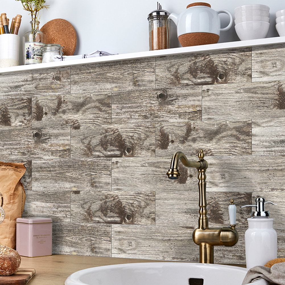 สติกเกอร์ติดผนังลายไม้กันน้ำ 9 - Home Bathroom Tiles Design บทวิจารณ์และราคา