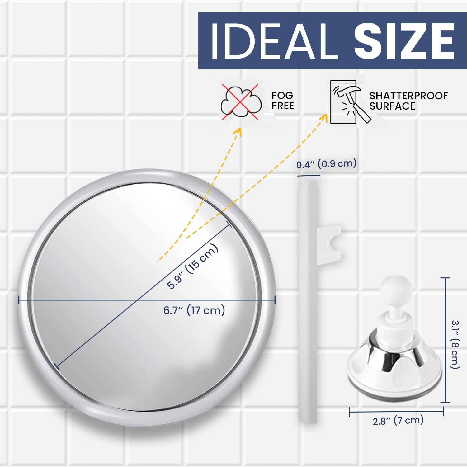 กระจกแต่งหน้าแบบกันฝ้าพร้อมจุก - Shaving Mirror Suction บทวิจารณ์และราคา
