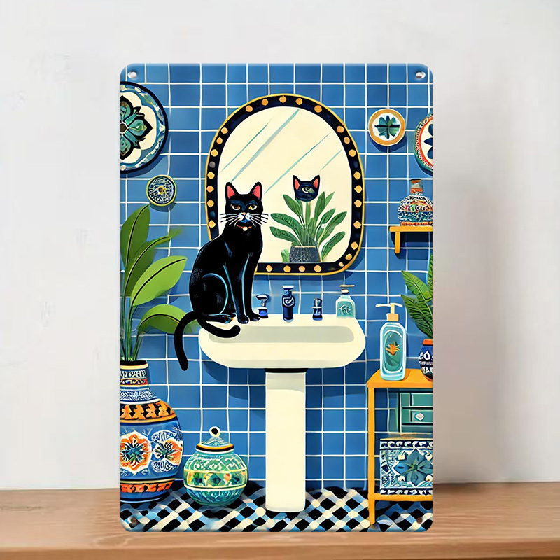 ป้ายโลหะรูปแมวดำสไตล์วินเทจ -  - Home Bathroom Tiles Design บทวิจารณ์และราคา